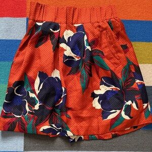 Floral Orange Bubble Skirt with Navy Blooms